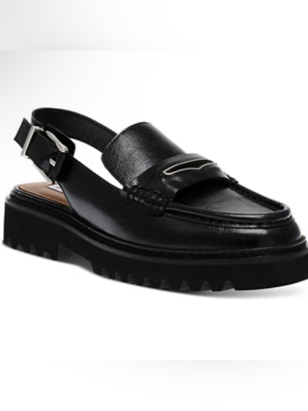 Steve Madden Black Leather Women's Felicite Slingback Loafer Flats | Size 8